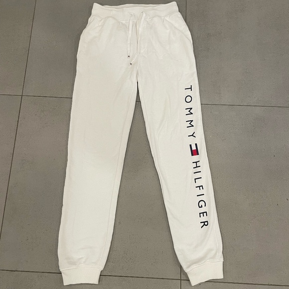 Men Extra Small Tommy Hilfiger White Sweatpants Leg Print - Picture 1 of 6